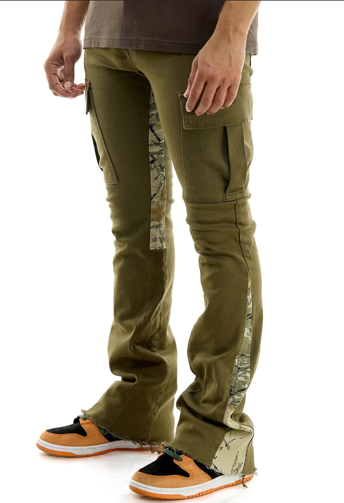 KDNK Skinny Flare Olive Camo