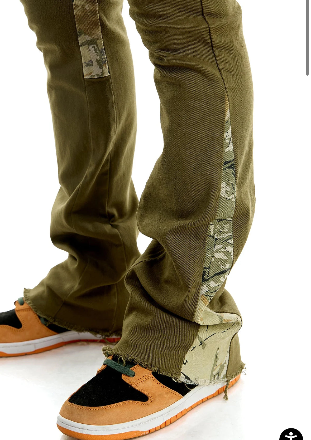 KDNK Skinny Flare Olive Camo