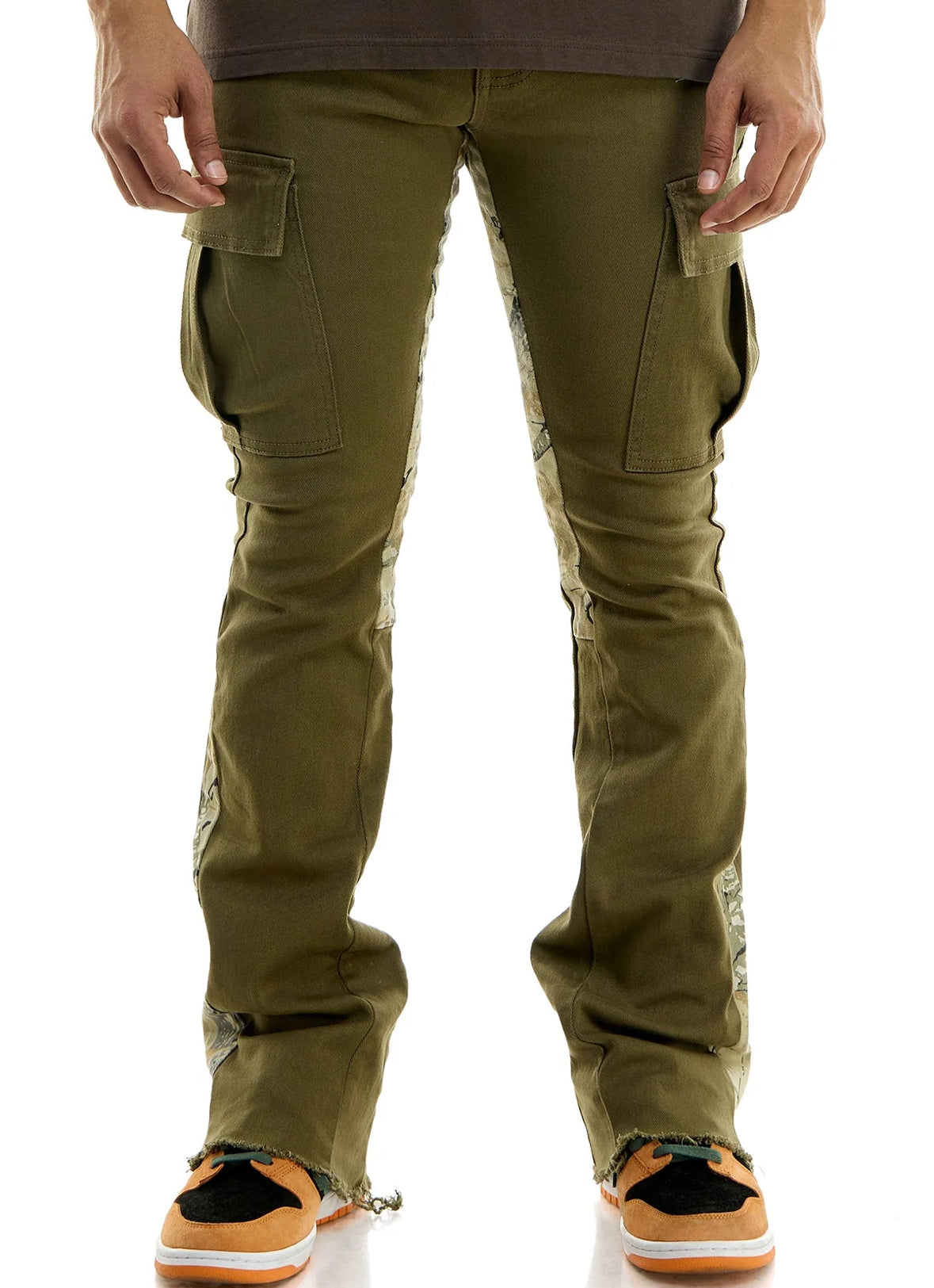 KDNK Skinny Flare Olive Camo
