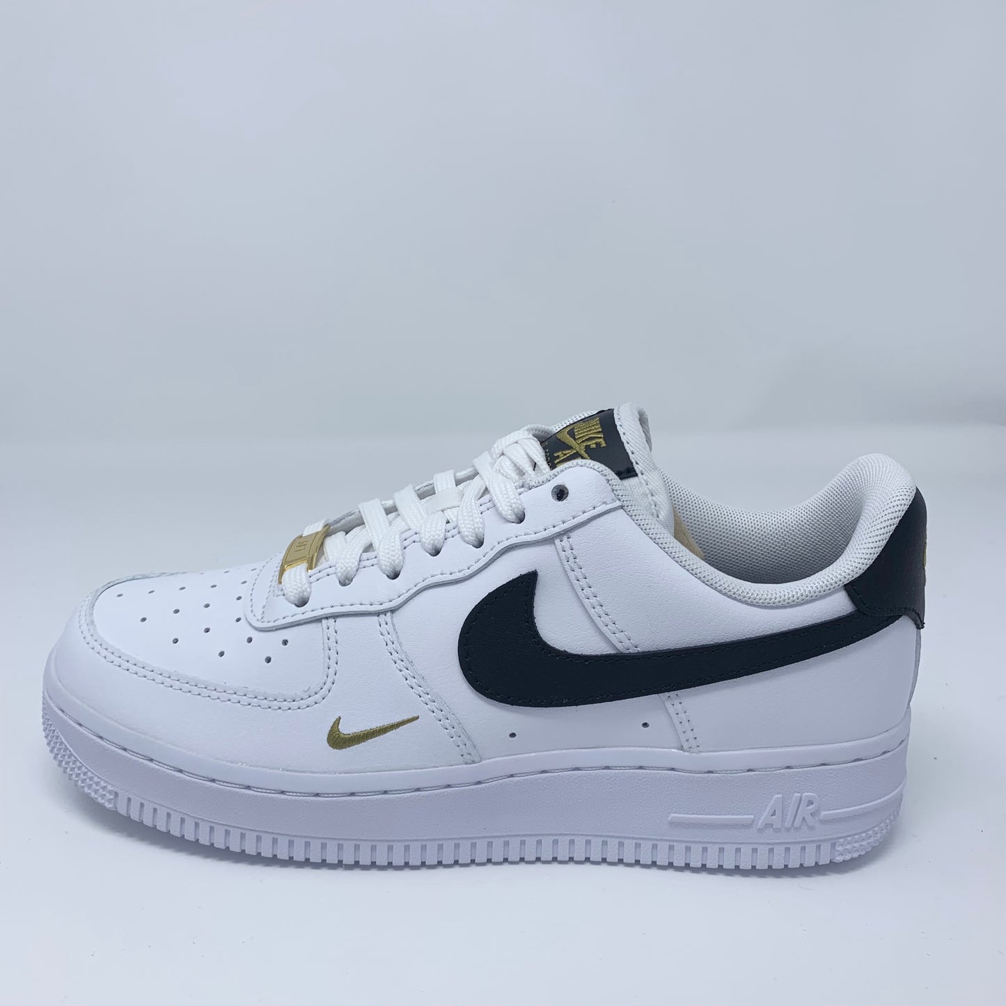 Nike Af1 ESS White Black Gold Mini Swoosh (W)