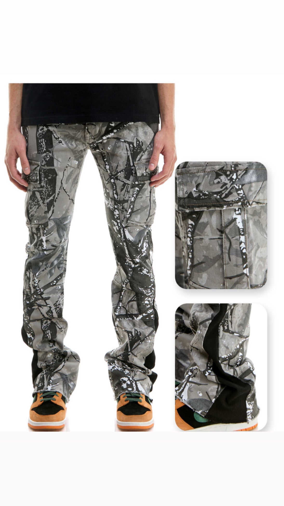 KDNK Skinny Flare Grey Camo